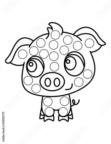 Dot markers pages with animal, vector outline illustration