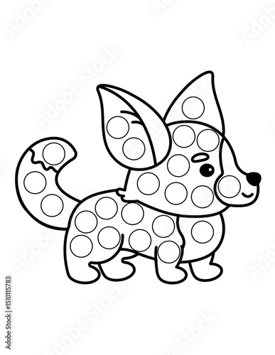 Dot markers pages with animal, vector outline illustration