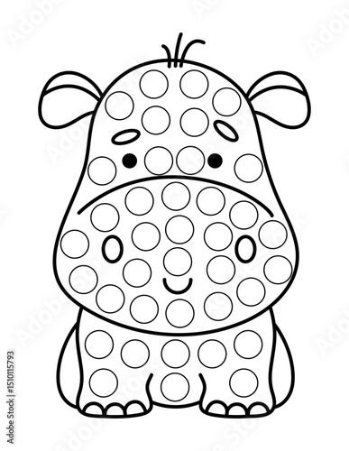 Dot markers pages with animal, vector outline illustration