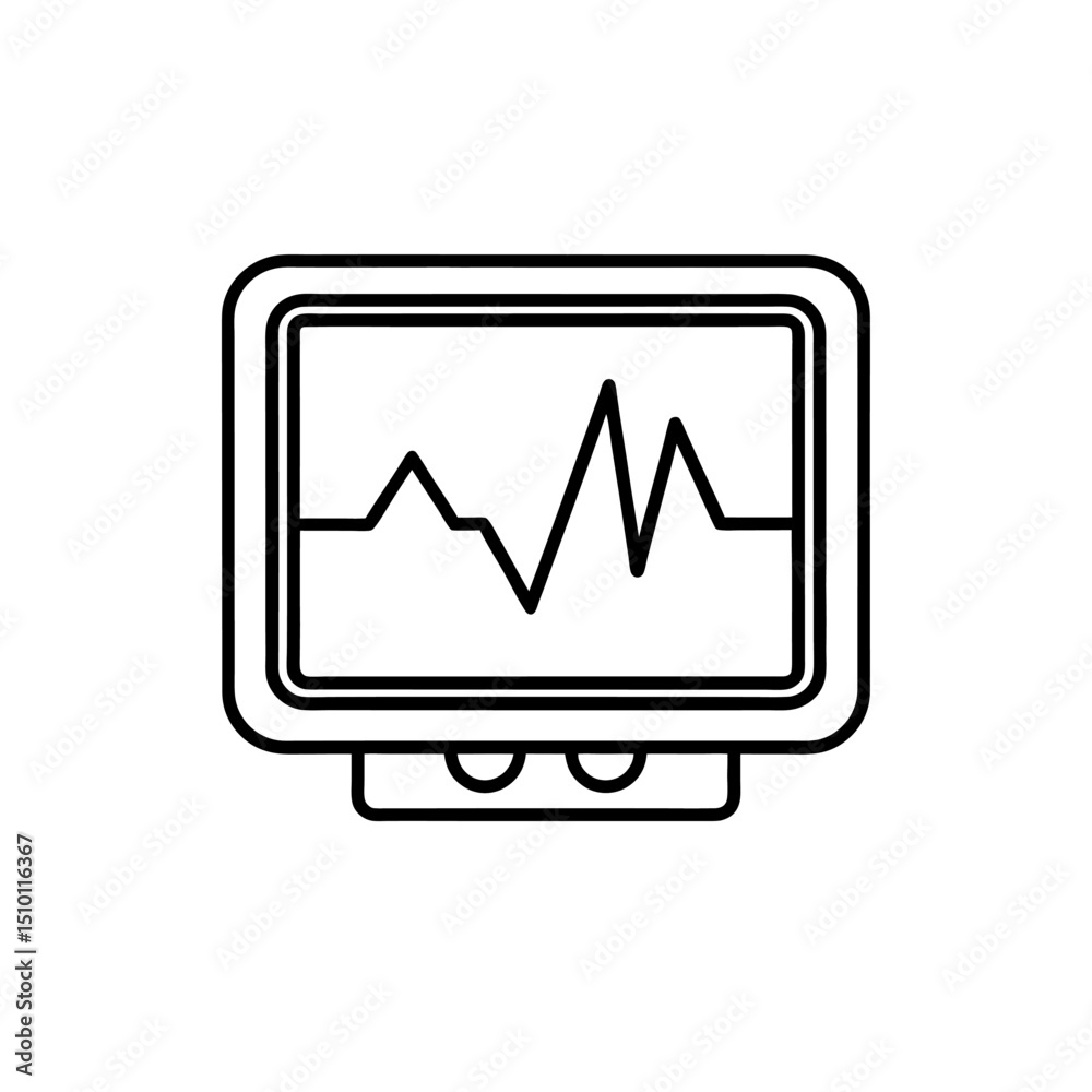 ECG monitor icon on white ECG monitor icon on white