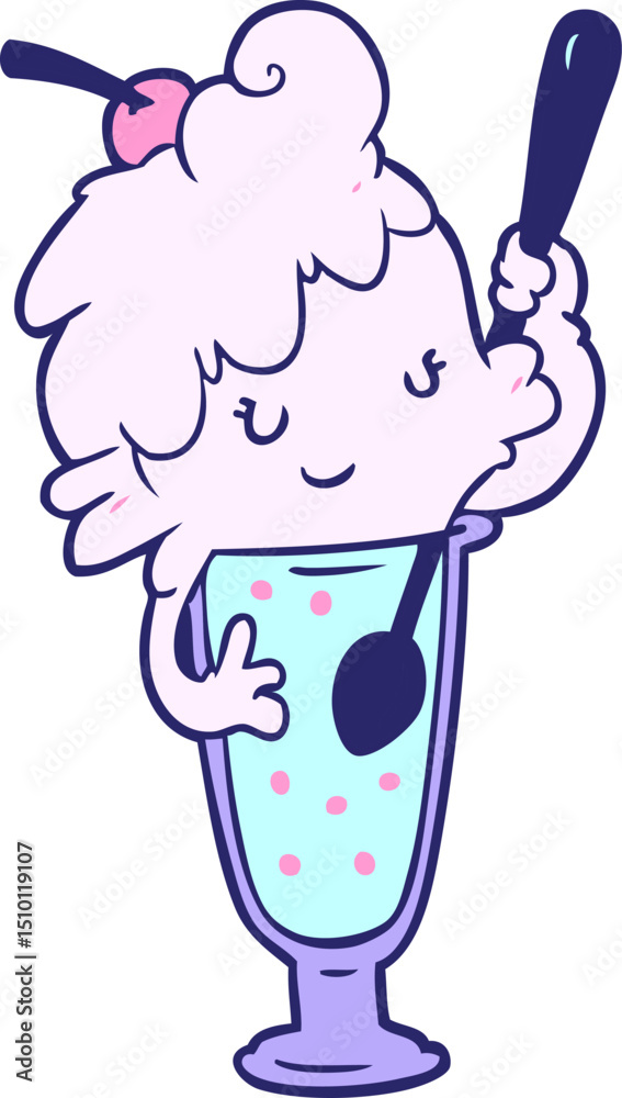 Obraz premium cartoon ice cream soda girl