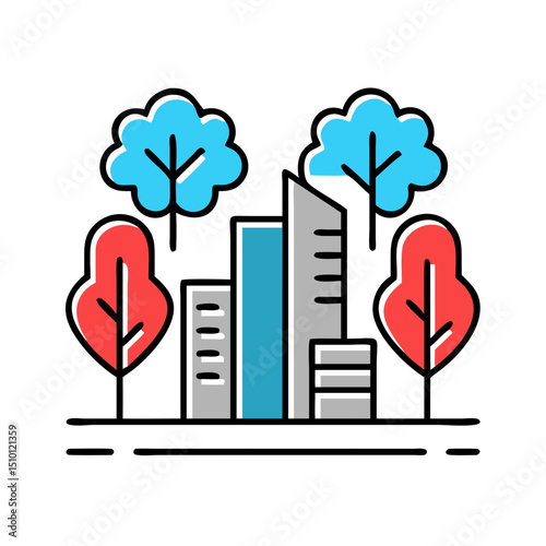 Urban park and buildings.