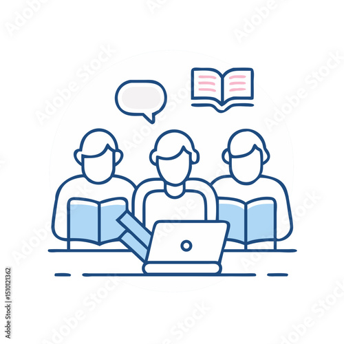 Group discussion and laptop.