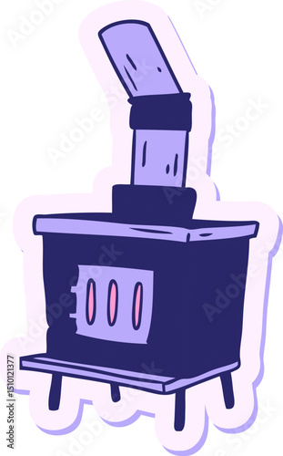 hand drawn sticker cartoon doodle of a house furnace