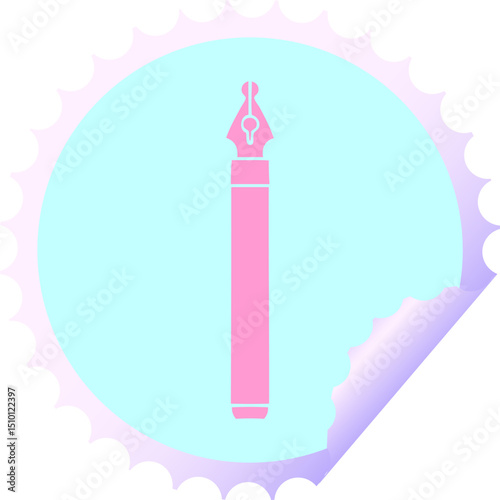 circular peeling sticker quirky cartoon ink pen
