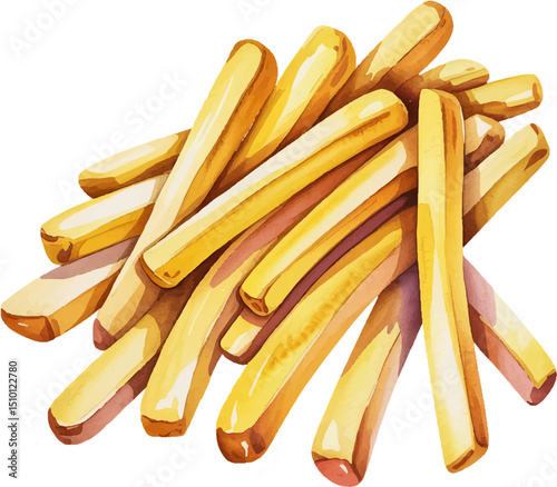 french fries on white background