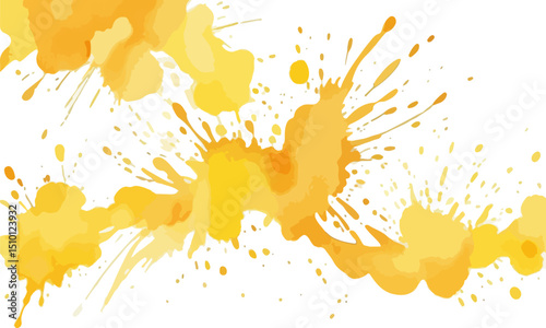 abstract yellow watercolor splashes on white background, vector illustration