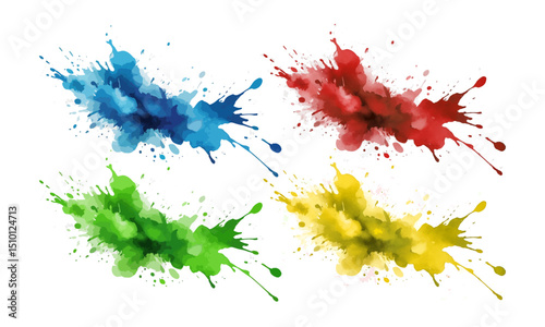 Set of colorful watercolor splashes isolated on white background. Vector illustration.