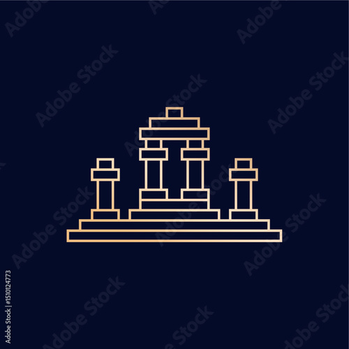 Ancient Temple Logo: Eastern Spirituality Vector Mark