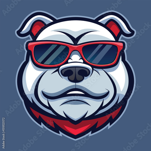 Gonzaga bulldog mascot head wearing black sunglasses with a confident expression displayed against a solid background