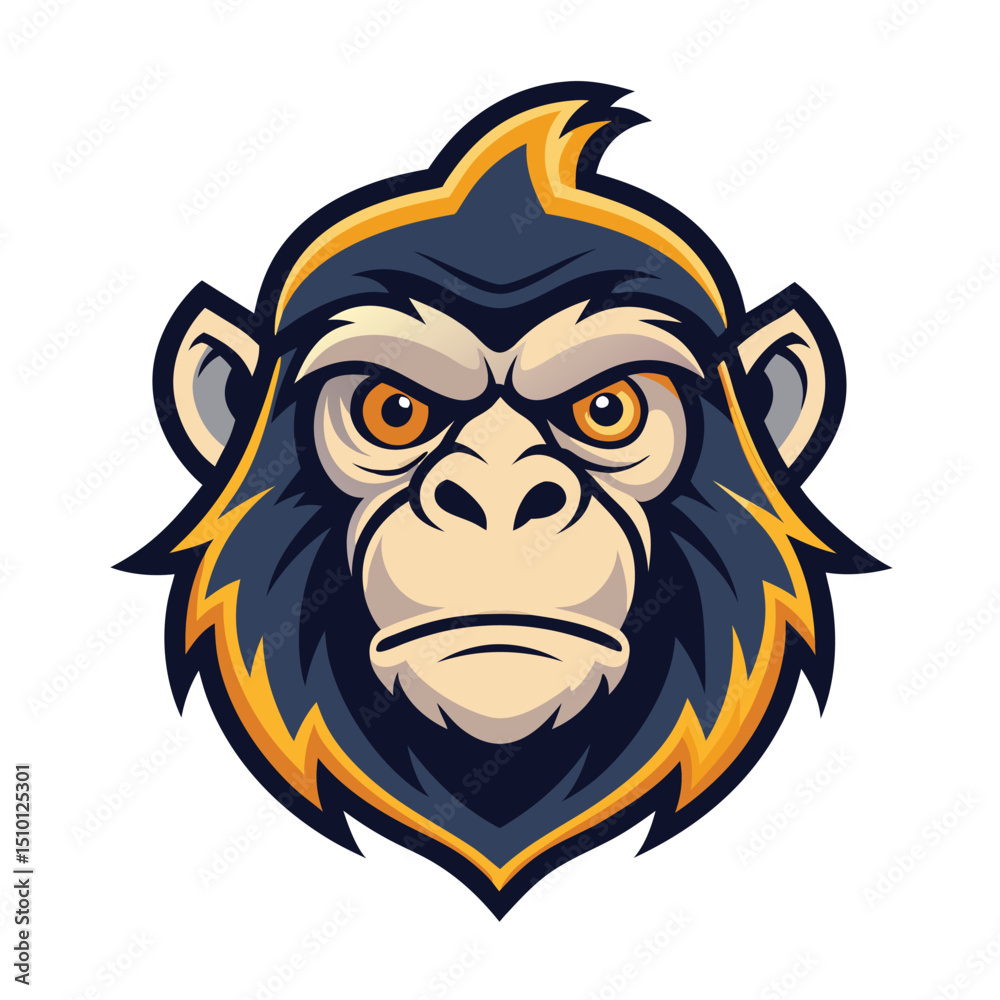 Fototapeta premium Creative head monkey mascot logo template for branding and marketing projects featuring a fierce expression and bold colors