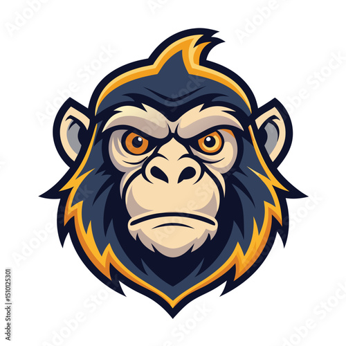 Creative head monkey mascot logo template for branding and marketing projects featuring a fierce expression and bold colors
