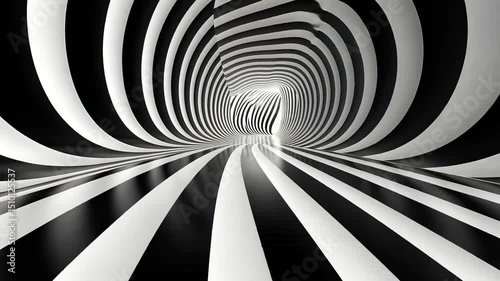 Wallpaper Mural Abstract black and white tunnel with stripes Torontodigital.ca