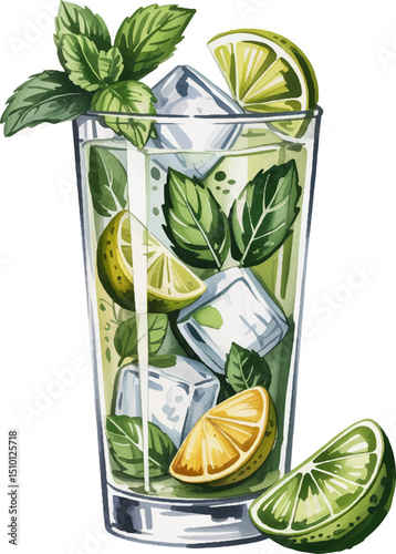 cocktail with lime and mint