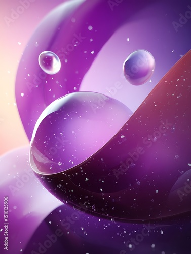 Abstract Purple Liquid Sphere with Glowing Particles: Elegant and Modern Background Design