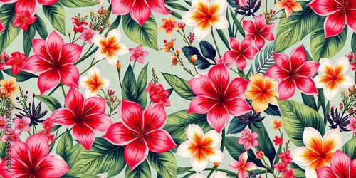 Elegant seamless tropical floral pattern with wildflowers and blossoms , wrapping, background