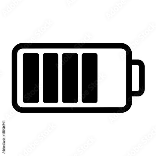 Simple Black and White Battery Charge Level Icon - Power Indicator Symbol Vector
