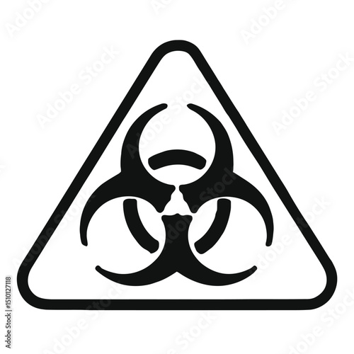Simple Black and White Biohazard Symbol Outline Icon - Warning and Danger Sign Vector