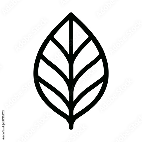 Simple Black and White Green Leaf Icon - Nature, Ecology, and Organic Symbol Vector