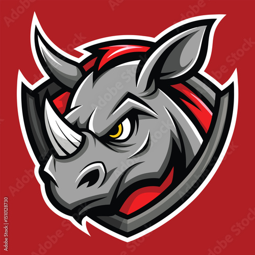 Wallpaper Mural Rhino head mascot logo design featuring a fierce expression and strong features with bold colors on a vibrant background suitable for sports or branding purposes Torontodigital.ca
