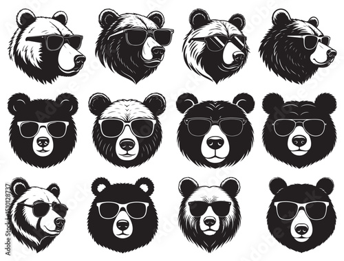 COOL BEAR FACE WEARING GLASSES SILHOUETTE