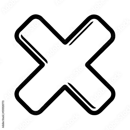 Bold Black and White Multiplication or Close X Mark Icon - Symbol of Error or Removal Vector