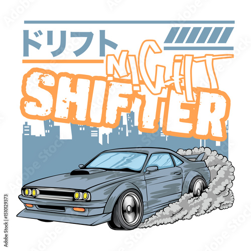 Urban Drift Car Streetwear Illustration