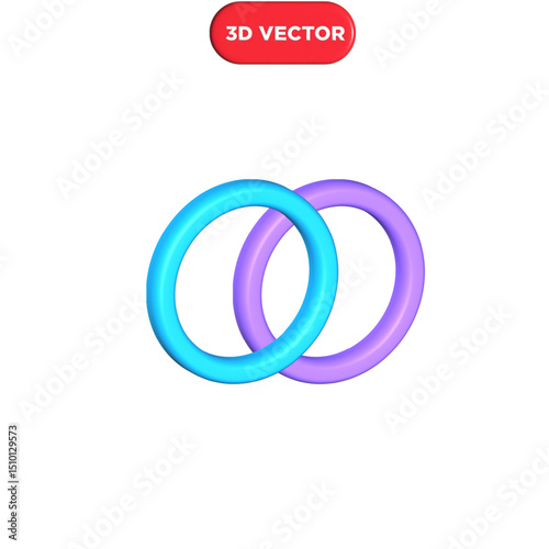 Two overlapping circles 3D Render