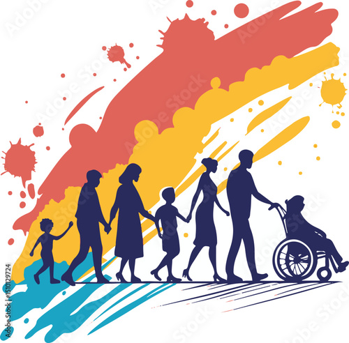 Generations Together: Inclusive Family Diversity with Colorful Background