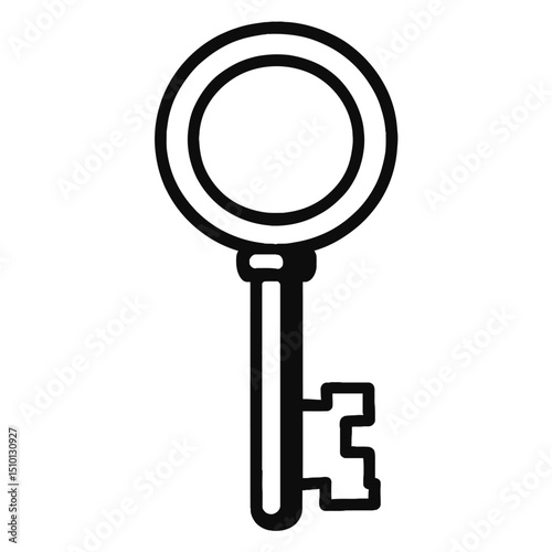 Classic Key Outline Icon Vector Illustration for Access and Security