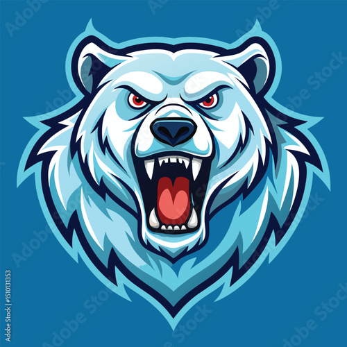 Angry aggressive cartoon polar bear logo representing a fierce competitor in the esports scene showcasing power and tenacity perfect for branding and team identity