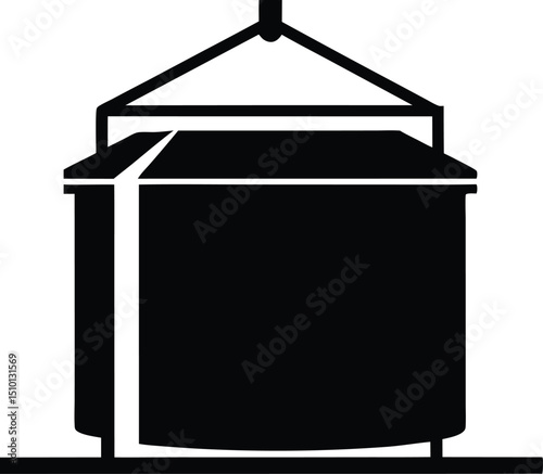 Grain bin silhouette, Grain silos in agricultural field during sunset with vibrant sky and silhouette vector design