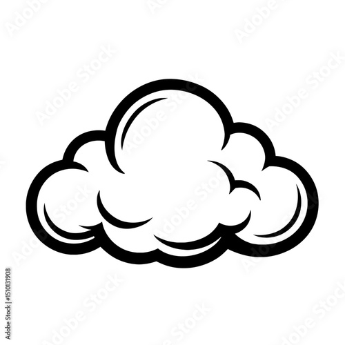 Simple Puffy Cloud Outline Icon Vector Illustration for Weather or Cloud Computing