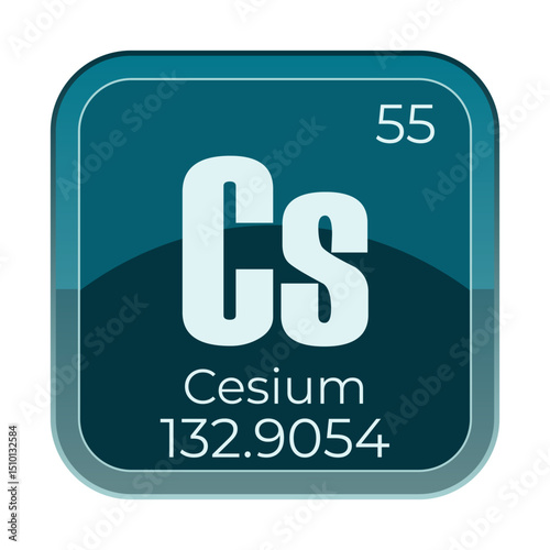 Cesium chemical element Vector periodic symbol Cesium element Chemistry box Science and education vector illustration	
