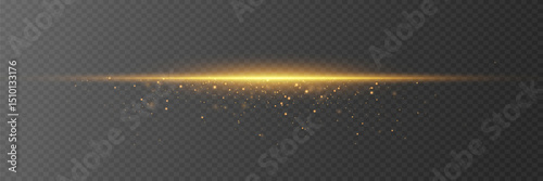 Glowing golden lines of light with motion blur effect. Concept of speed or energy.
