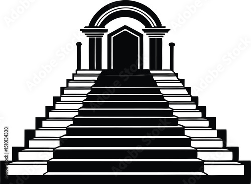 Grand staircase coloring book silhouette, Royal staircase stencil icon silhouette vector illustration