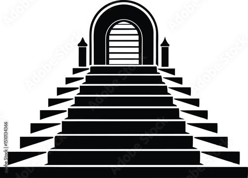 Grand staircase coloring book silhouette, Royal staircase stencil icon silhouette vector illustration