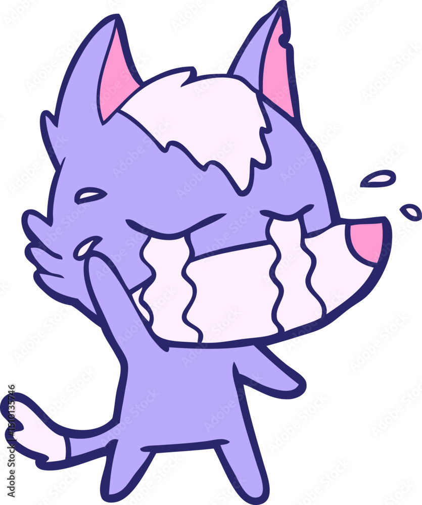 Obraz premium cartoon crying wolf