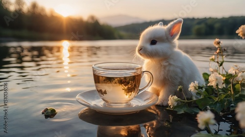 Ethereal Mermaid in Glowing Water with Surreal Flowers