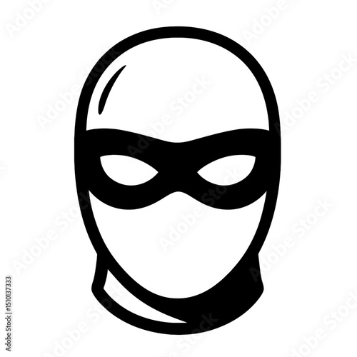Minimalist Robber Mask or Balaclava Icon Vector Illustration