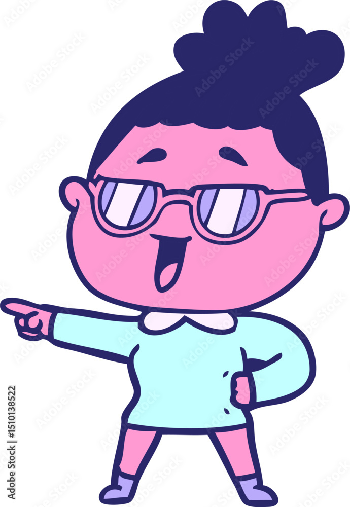 Fototapeta premium cartoon happy woman wearing spectacles