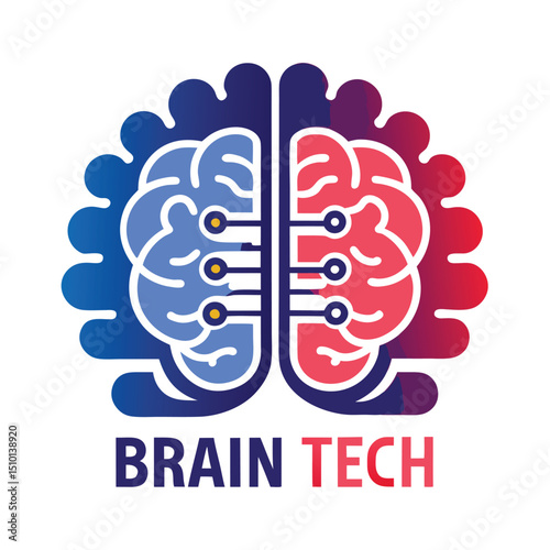 Innovative brain tech logo design showcasing a modern concept of neuroscience and data integration in vibrant colors, symbolizing advanced technology and cognitive research