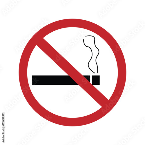 Smoking Prohibited: A striking graphic of a cigarette within a no-smoking symbol, conveying a clear message about health and restrictions, suitable for various public spaces.