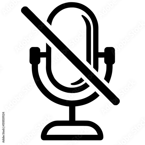 Outline Icon of a Muted Microphone - Representing Disabled Audio Input or Privacy