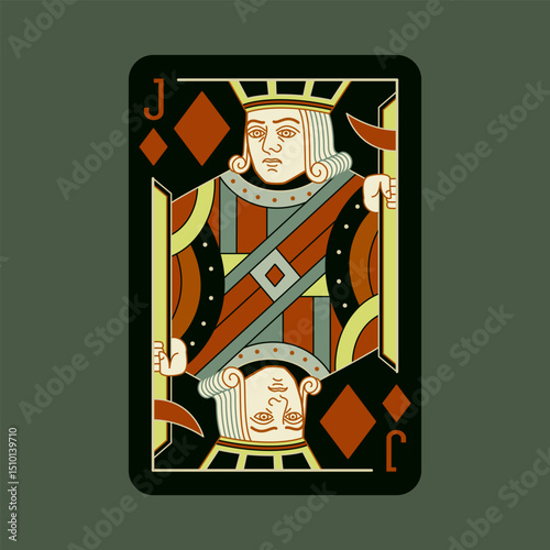 Jack of Clubs, playing poker card in black design. Isolated vector illustration. Editable stroke lines.