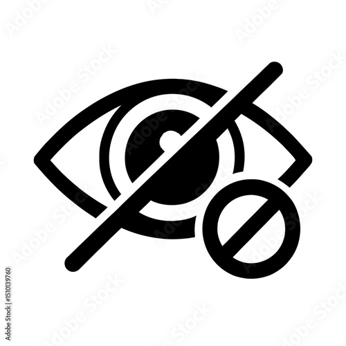 Eye with Prohibition Sign Icon - Representing Hidden, Invisible, or Restricted Visibility