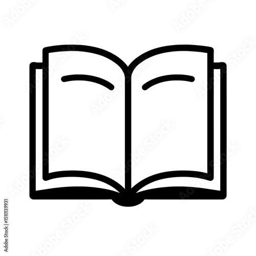 Simple Open Book Outline Icon - Ideal for Reading, Learning, and Knowledge Concepts