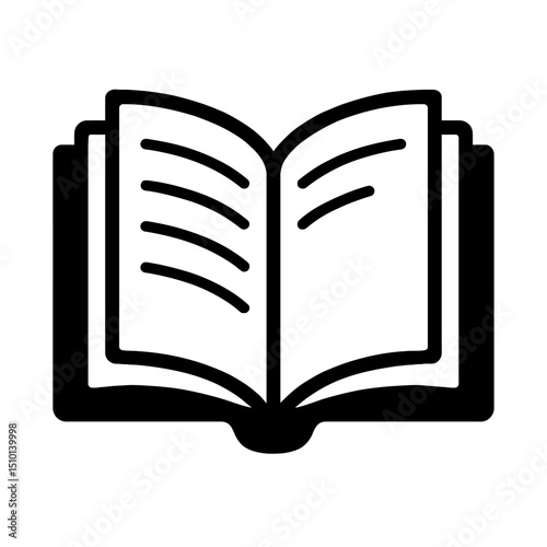 Simple Open Book Outline Icon - Representing Education, Reading, and Knowledge