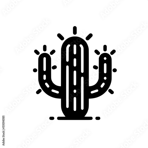 Black and White SVG of a Cactus Icon