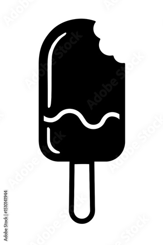 Bitten Popsicle or Ice Cream Bar Icon - Symbolizing Summer Treats, Refreshment, and Dessert